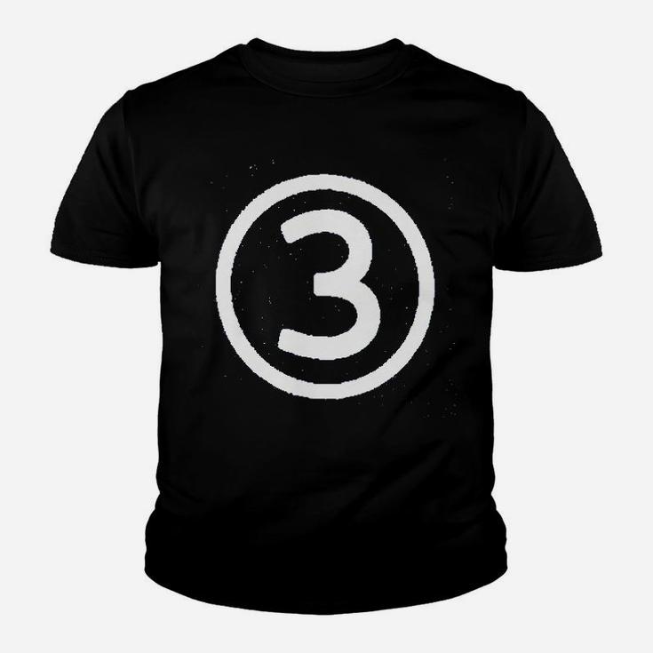 Happy Family Clothing Third Birthday Modern Circle Number Three Kid T-Shirt