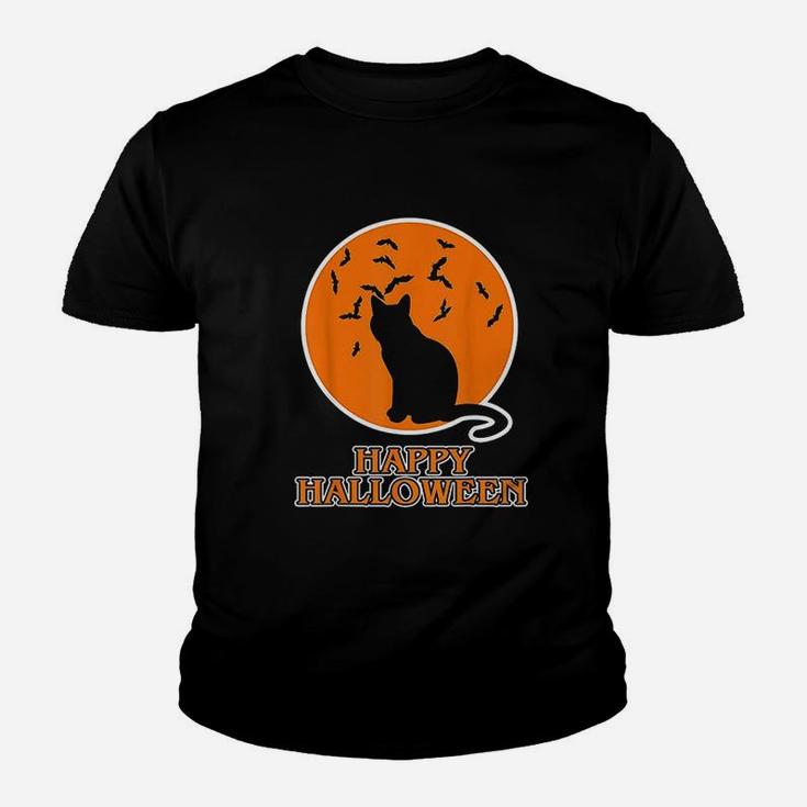 Happy Halloween Cat Bats Kid T-Shirt