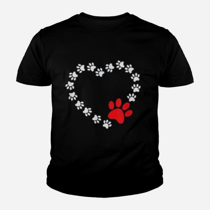 Heart Dogs Paw Prints On My Heart Kid T-Shirt