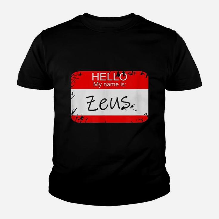 Hello My Name Is Zeus Funny Halloween Greek Gods Kid T-Shirt