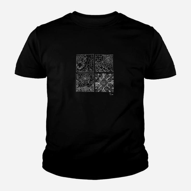 Herren Geometrisches Muster Grafik-Kinder Tshirt in Schwarz, Stilvolles Design