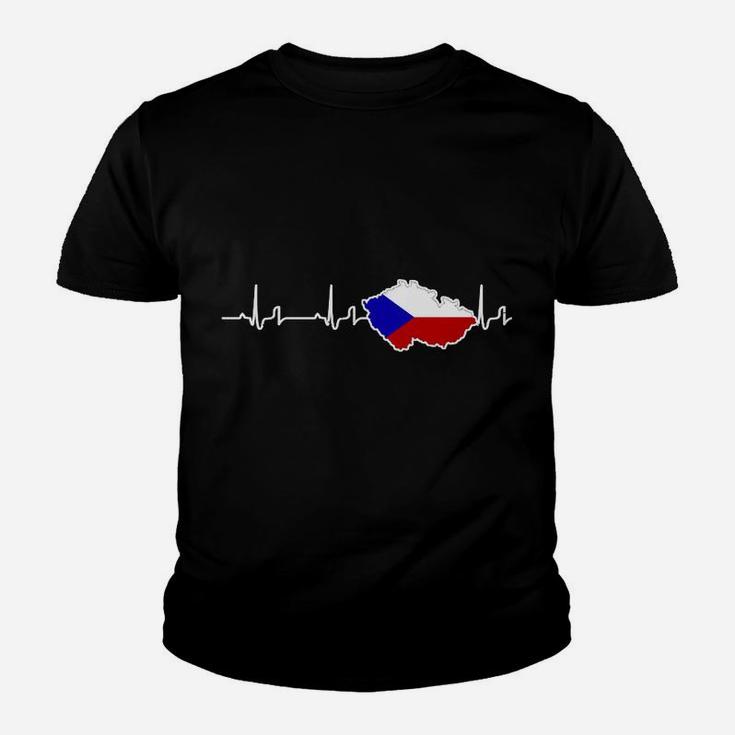 Herren Kinder Tshirt Herzfrequenz & Tschechische Flagge, Patriotisches Design