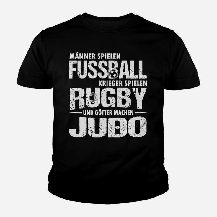 Herren-Kinder Tshirt mit Fußball Rugby Judo Motiv, Sportliches Spruch Kinder Tshirt