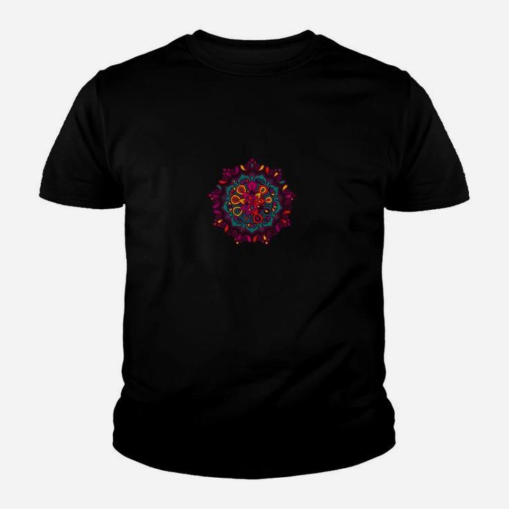 Herren Kinder Tshirt mit Mandala-Design in Schwarz, Ästhetisches Print-Kinder Tshirt