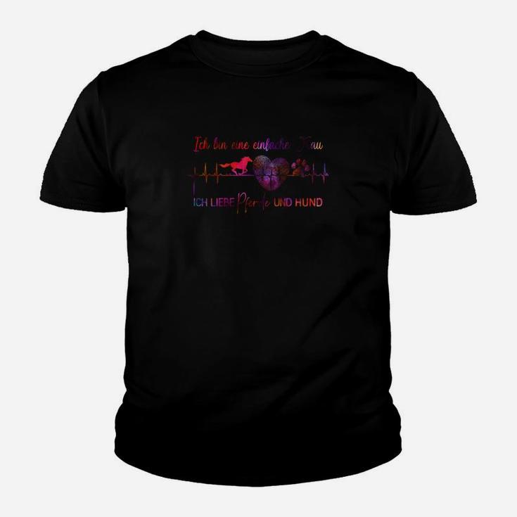 Herzschlag Hunde-Liebhaber Kinder Tshirt, Neonpfotenabdruck-Design