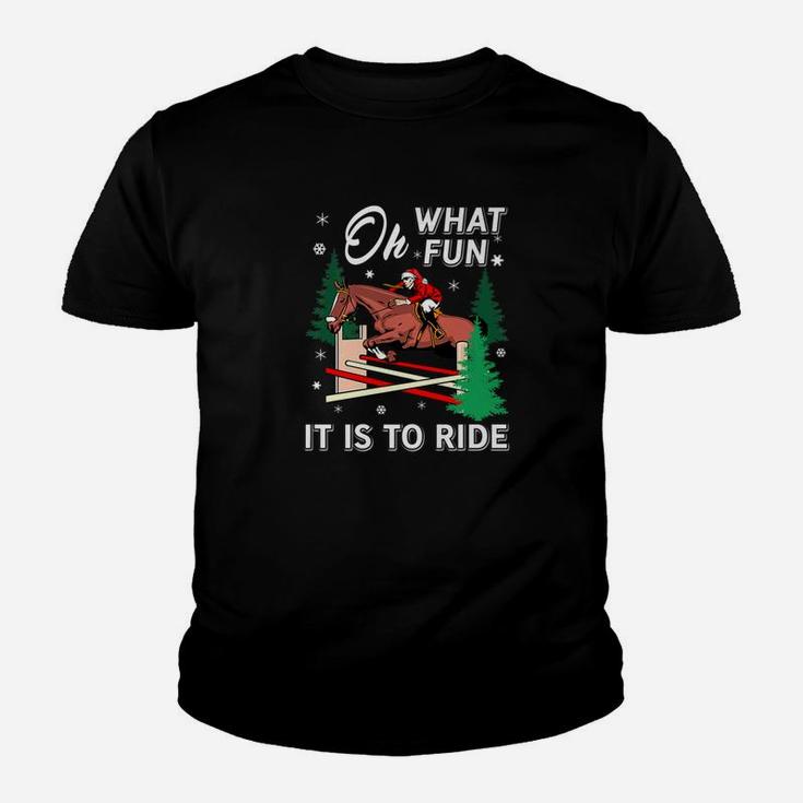 Horse Riding Lover Xmas Gif Oh What Fun It Is To Ride Kid T-Shirt