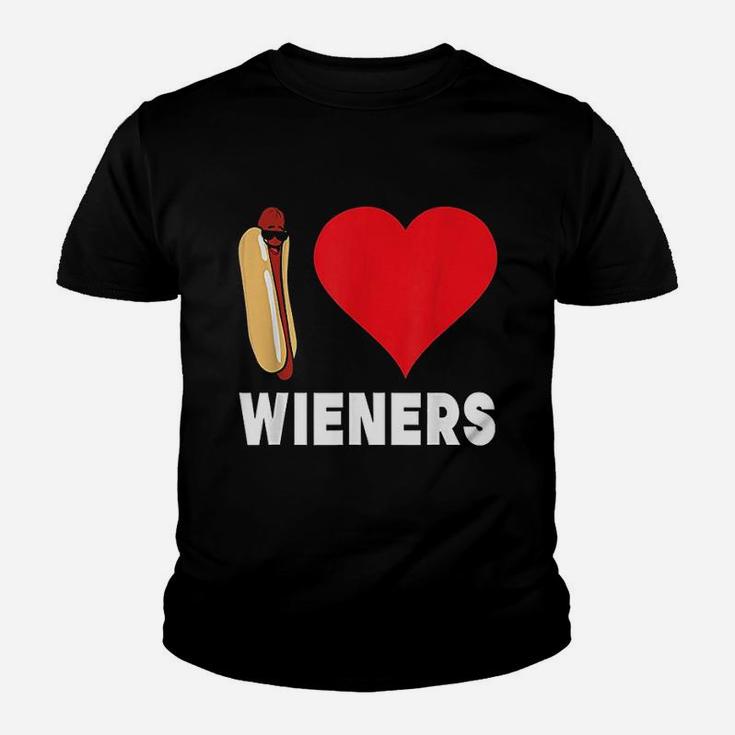 Hot Dog I Love Wieners Heart Kid T-Shirt