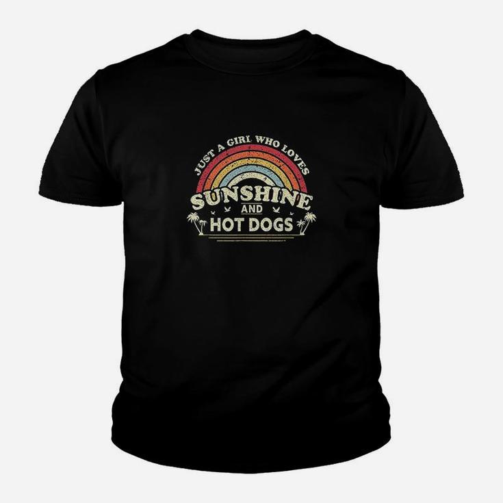 Hot Dog Just A Girl Who Loves Sunshine And Hot Dogs Kid T-Shirt