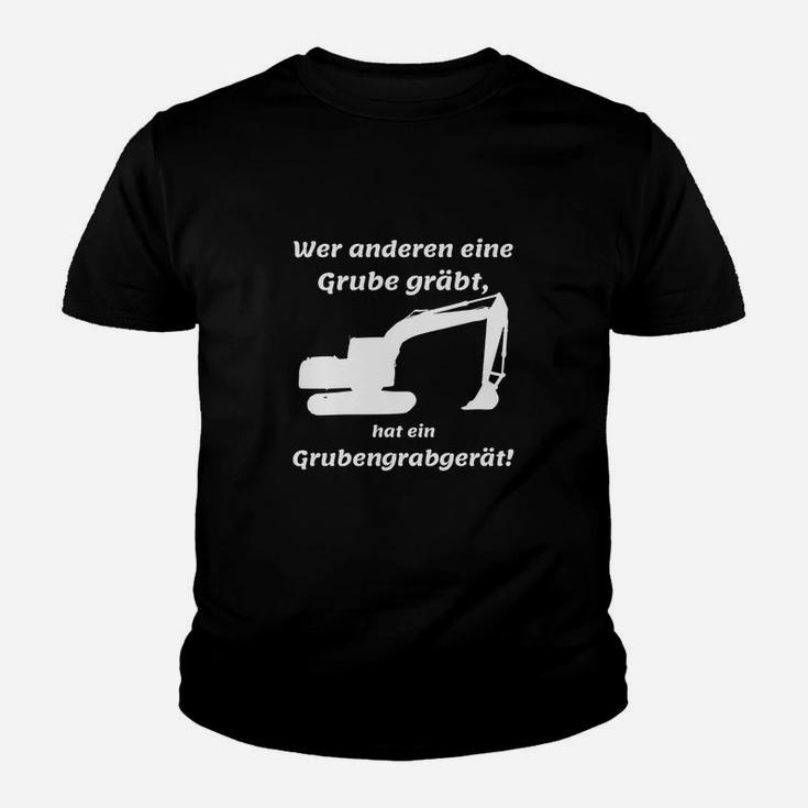 Humorvolles Bagger-Motiv Kinder Tshirt, Lustiges Spruch Tee - Schwarz