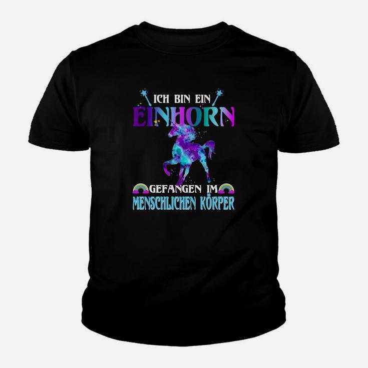 Humorvolles Einhorn Schwarz Kinder Tshirt, Spruch für Einhornfans