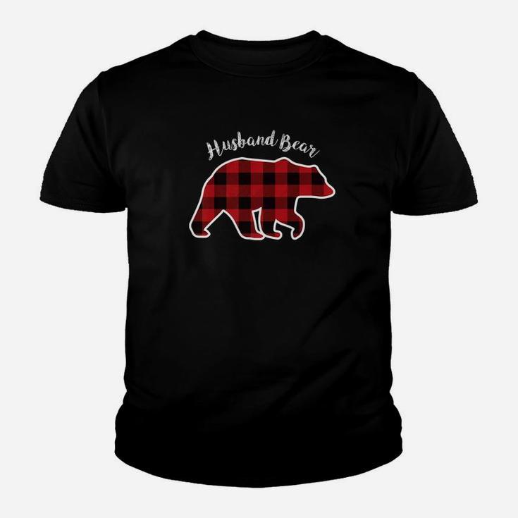 Husband Bear Men Red Plaid Christmas Pajama Family Gift Kid T-Shirt