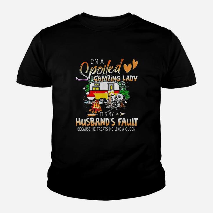 I Am A Spoiled Camping Lady It Is My Husband Fault Kid T-Shirt