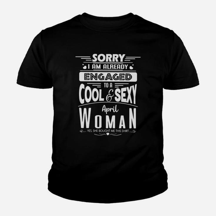 I Am Already Engaged To A Cool April Woman Husband Funny Gift Kid T-Shirt
