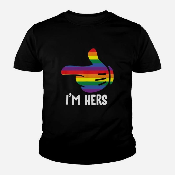 I Am Hers Rainbow Lesbian Couple Funny Lgbt Pride Matching Kid T-Shirt
