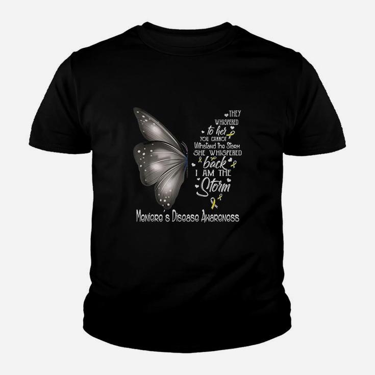 I Am The Storm Menieres Disease Awareness Butterfly Kid T-Shirt