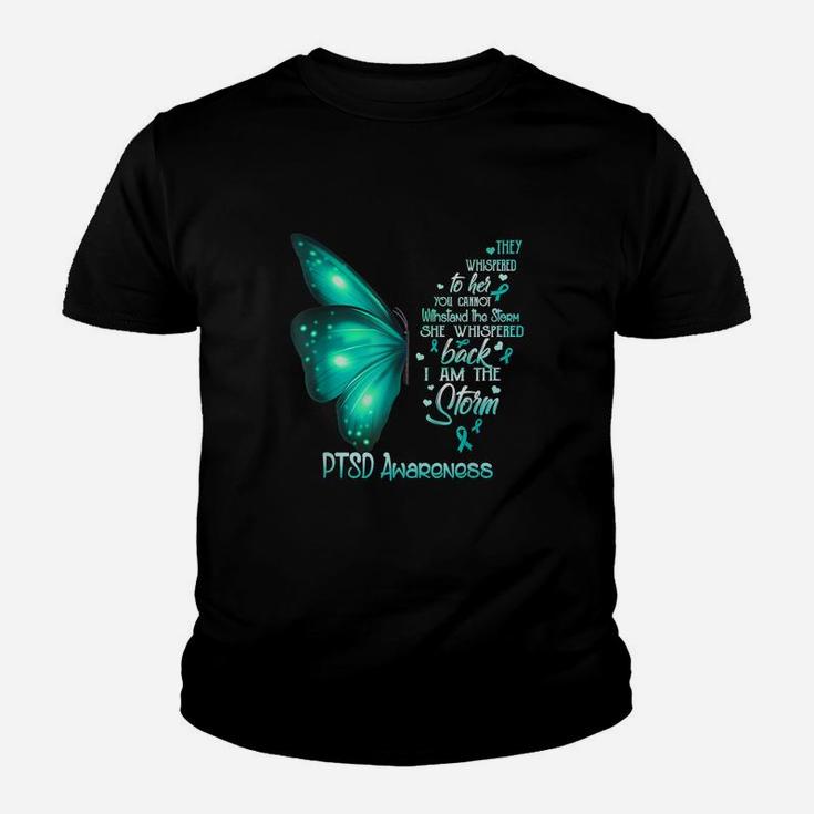 I Am The Storm Ptsd Awareness Butterfly Kid T-Shirt