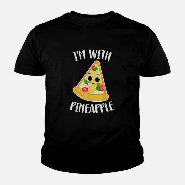 I Am With Pineapple Funny Halloween Pineapple Pizza Couple Kid T-Shirt