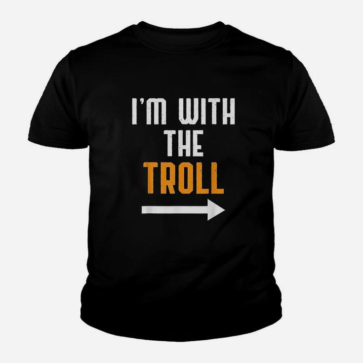 I Am With The Troll Costume Funny Halloween Couple Kid T-Shirt