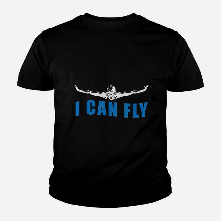 I Can Fly Butterfly Swimmer Cool Funny Swimming Youth T-shirt