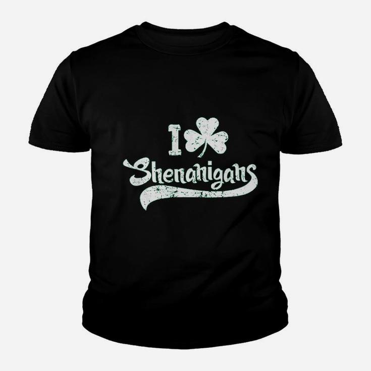 I Clover Shenanigans Funny Irish Clover St Saint Patricks Kid T-Shirt