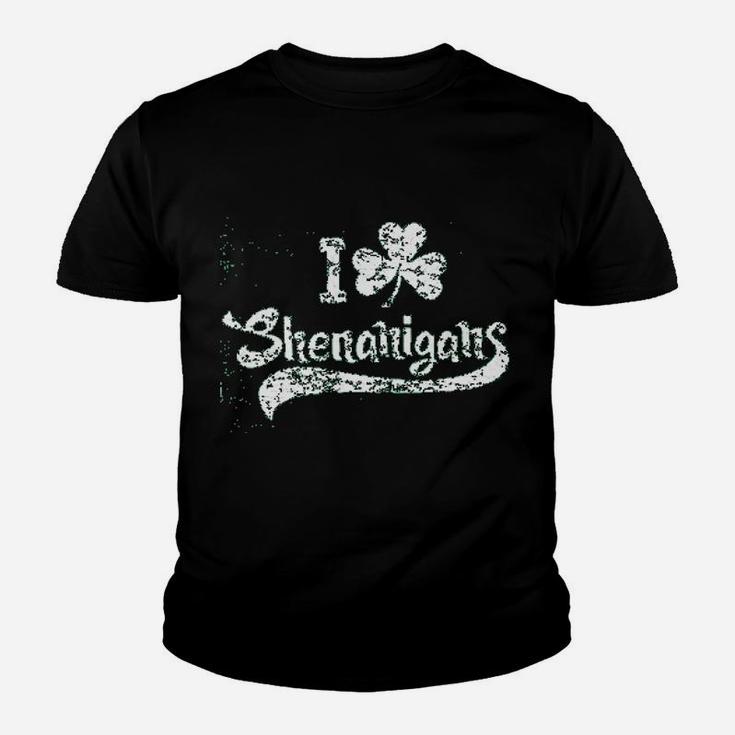 I Clover Shenanigans Funny Irish Pride Shamrock St Patricks Day Kid T-Shirt