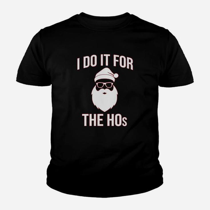 I Do It For The Hos Funny Christmas Hipster Santa Kid T-Shirt