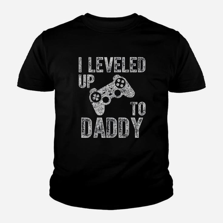 I Leveled Up To Daddy Funny Video Gamer Dad Gift Kid T-Shirt