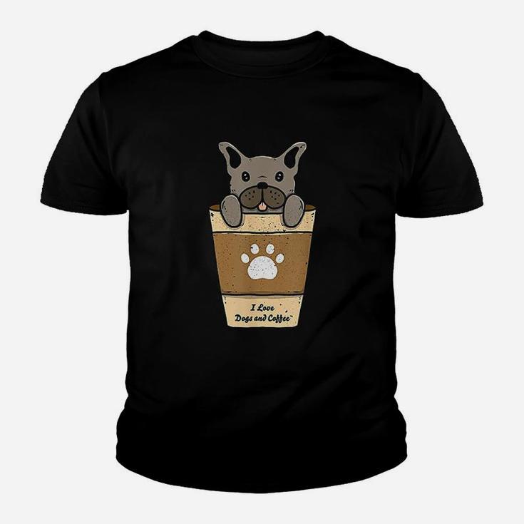 I Love Dogs And Coffee For Coffee Paw Dogs Kid T-Shirt