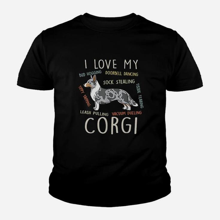 I Love My Cardigan Welsh Corgi Dog Mom Dad Funny Cute Gift Kid T-Shirt