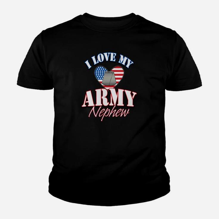 I Love My Us Army Nephew Dog Tag Heart Men Women Kid T-Shirt