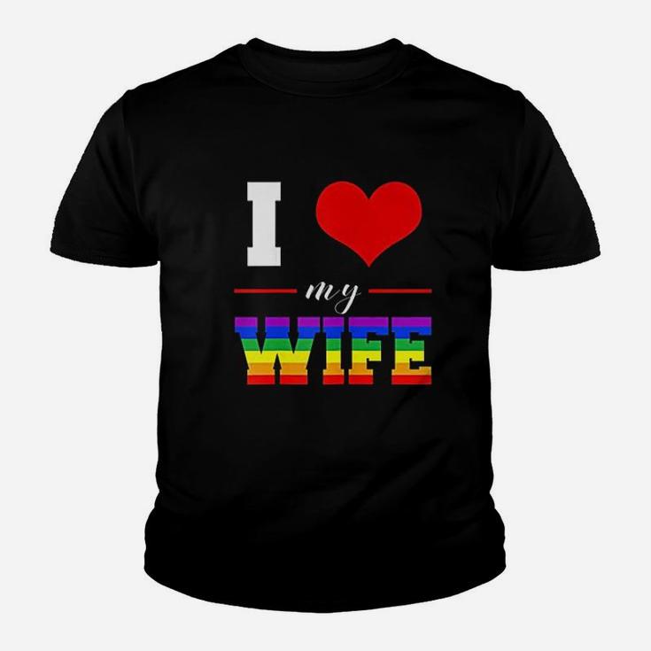 I Love My Wife Lgbt Lesbian Gay Pride Rainbow Kid T-Shirt