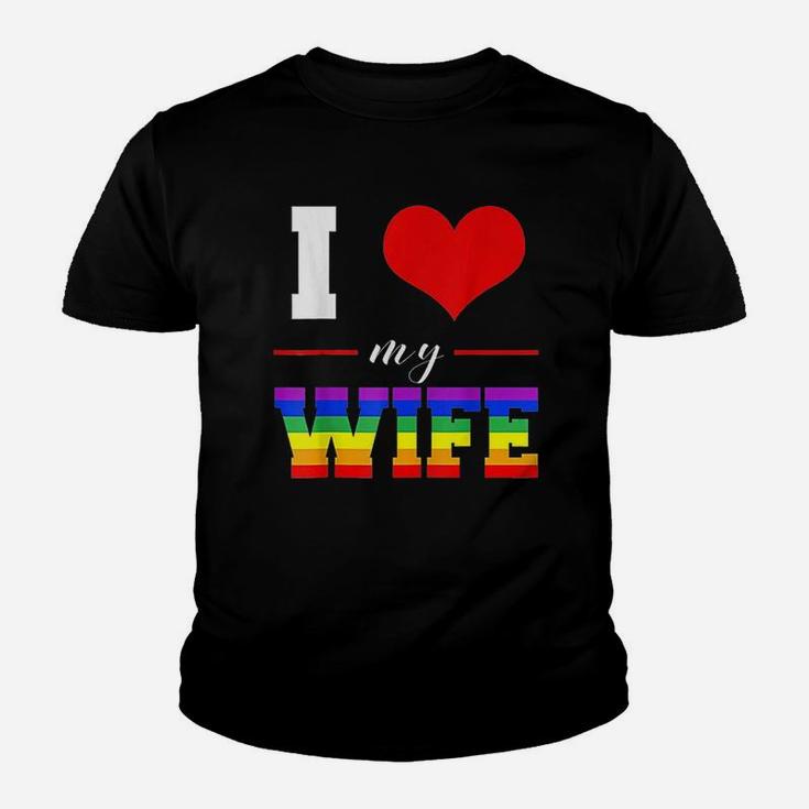 I Love My Wife Lgbt Lesbian Gay Pride Rainbow Kid T-Shirt
