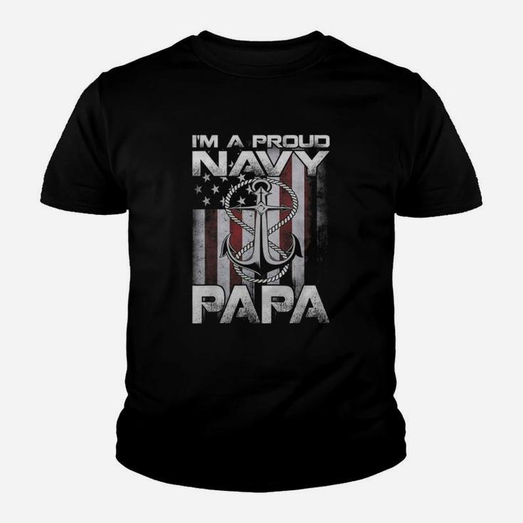 I m A Proud Navy Papa Patriotic Sailor Usa Flag Shirt Kid T-Shirt