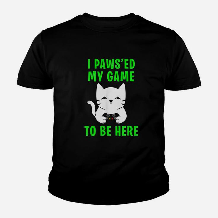 I Pawsed My Game To Be Here Kitty Cat Video Gamer Kid T-Shirt