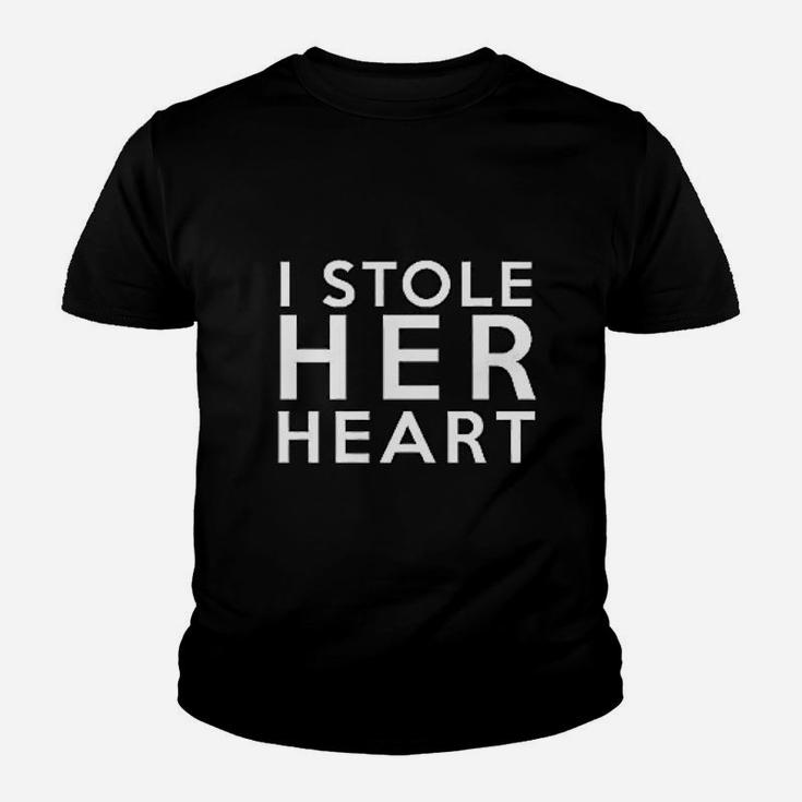 I Stole Her Heart And So Im Stealing His Last Name Matching Couples Kid T-Shirt