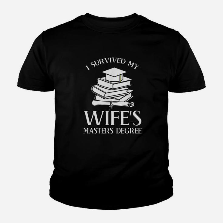 I Survived My Wife Masters Degree Graduation Book Lovers Kid T-Shirt
