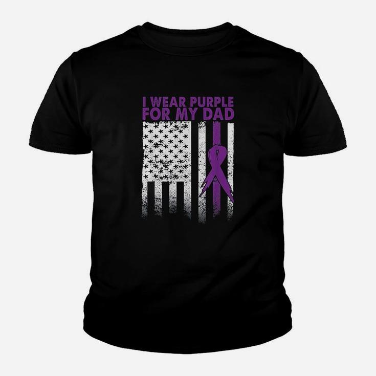 I Wear Purple For My Dad Pancreatic Canker Awareness Kid T-Shirt