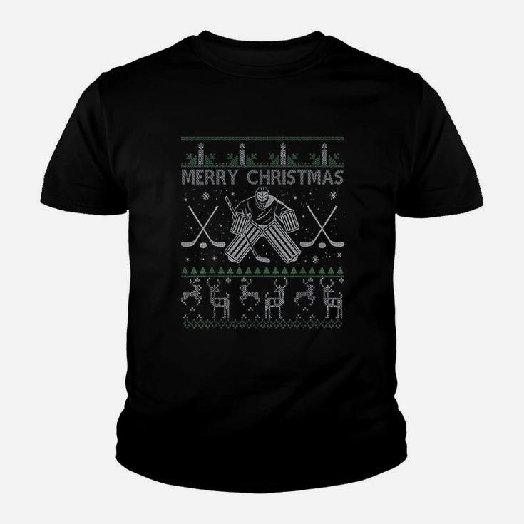 Ice Hockey Goalkeeper Christmas Ugly Sweater Xmas Gifts Kid T-Shirt