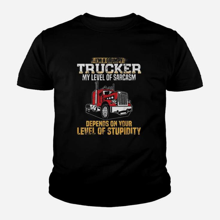 Im A Grumpy Trucker Funny Truck Driver Gifts Trucking Dads Kid T-Shirt