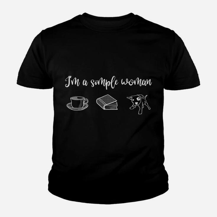 Im A Simple Woman Coffee Books Dogs Favorite Things Kid T-Shirt