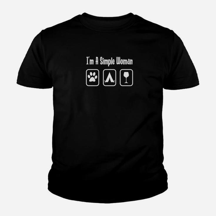 Im A Simple Women Wine Dogs And Camping Kid T-Shirt