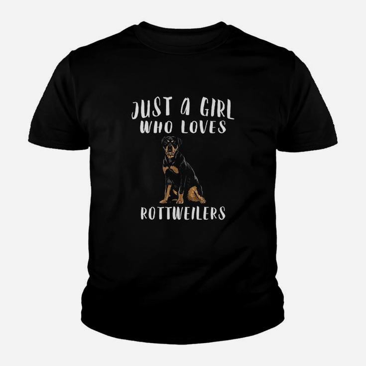 Im Just A Girl Who Loves Rottweilers Dog Lover Gift Kid T-Shirt