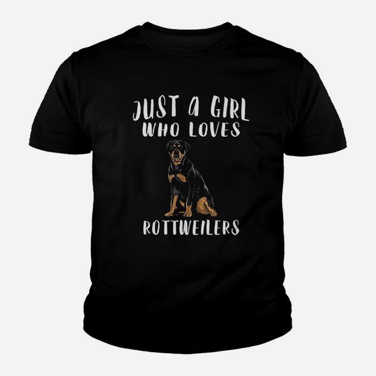 Im Just A Girl Who Loves Rottweilers Dog Lover Kid T-Shirt