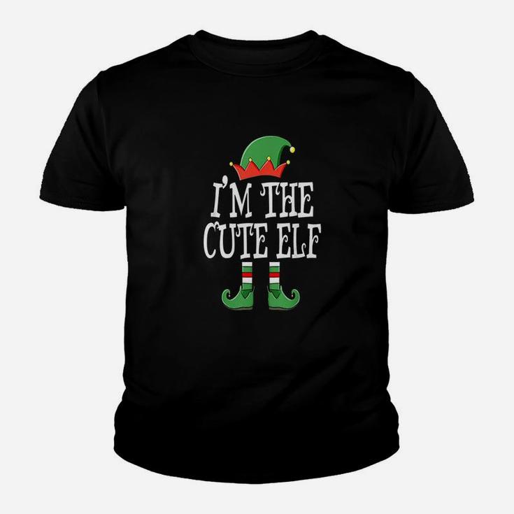 Im The Cute Elf Group Matching Family Christmas Pajama Kid T-Shirt