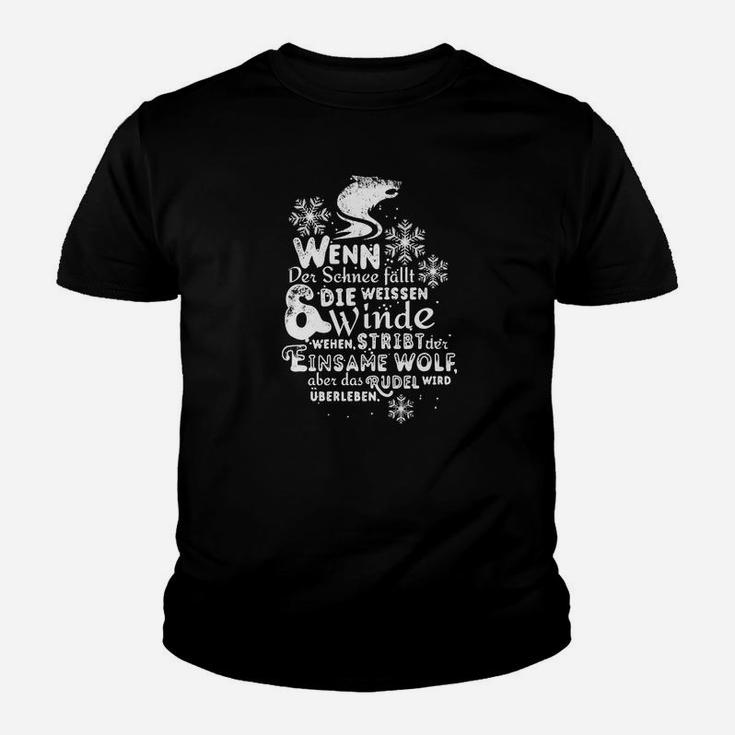 Inspirierendes Wolf-Motiv Schwarzes Kinder Tshirt mit deutschem Spruch