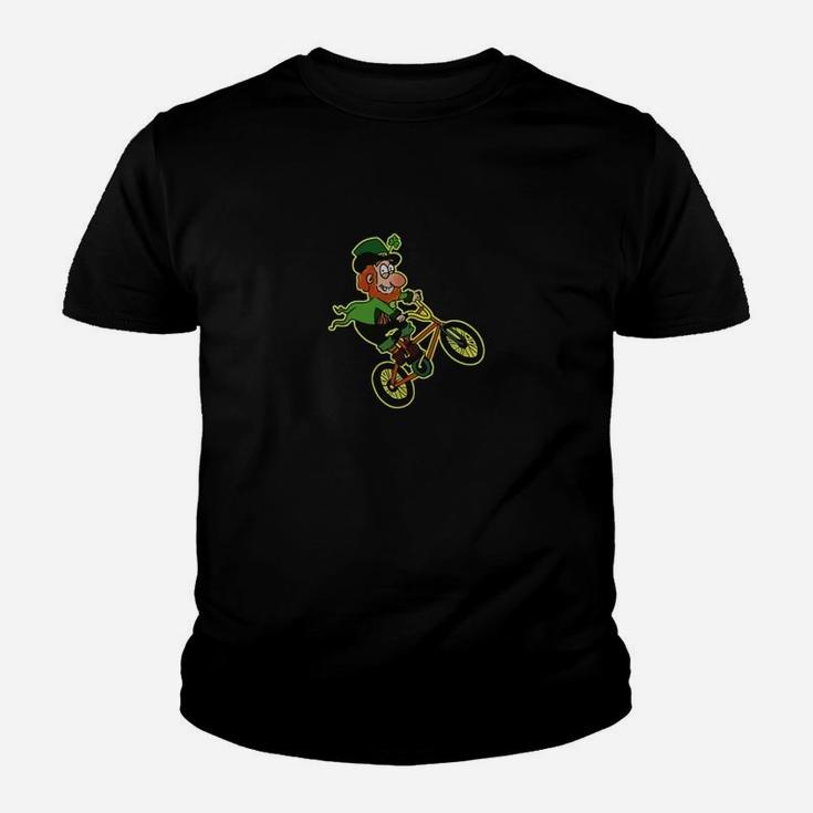 Irish Leprechaun Riding Bmx T Shirt St Patrick Day Funny Js4 Black Kid T-Shirt