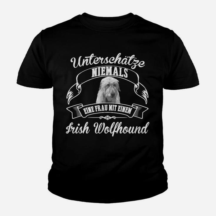 Irish Wolfhound Kinder Tshirt für Frauen, Motiv Unterschätze Niemals