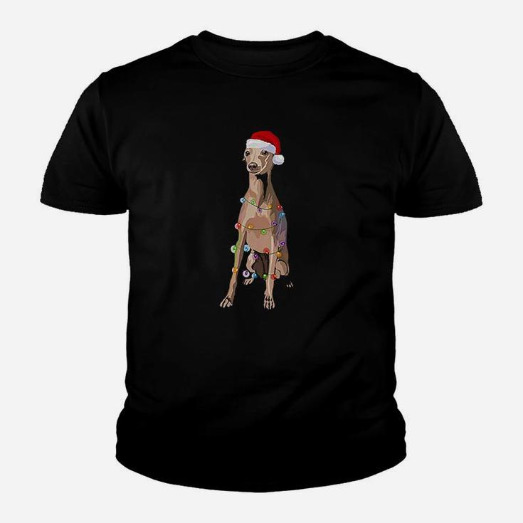 Italian Greyhound Christmas Lights Xmas Dog Lover Kid T-Shirt