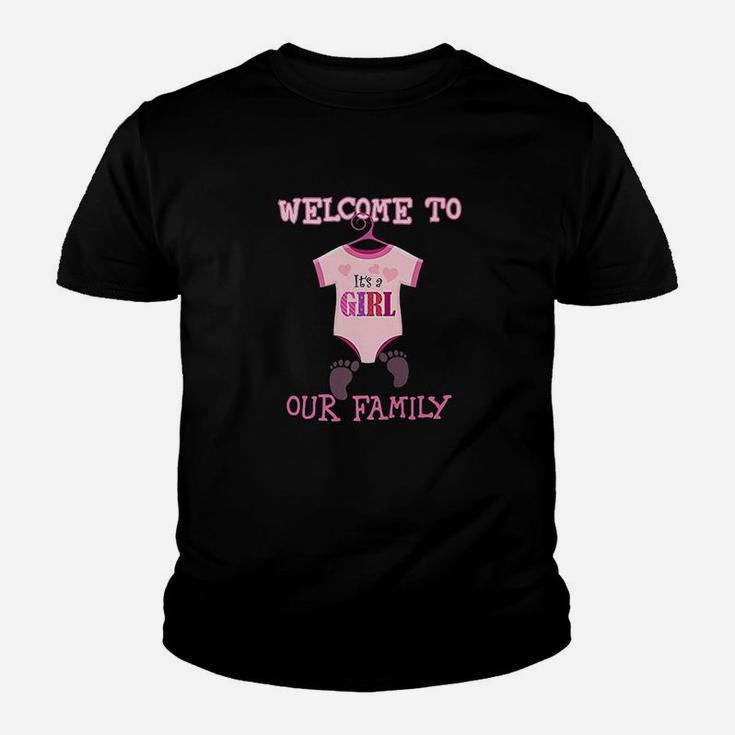 Its A Girl Welcome To Our Family Kid T-Shirt