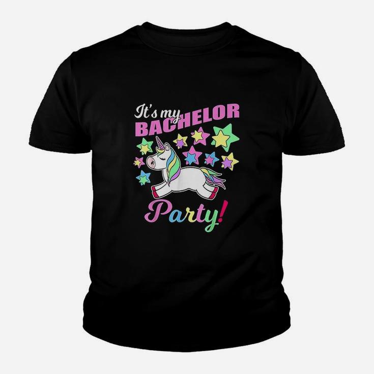Its My Bachelor Party Unicorn Funny Marriage Party Kid T-Shirt